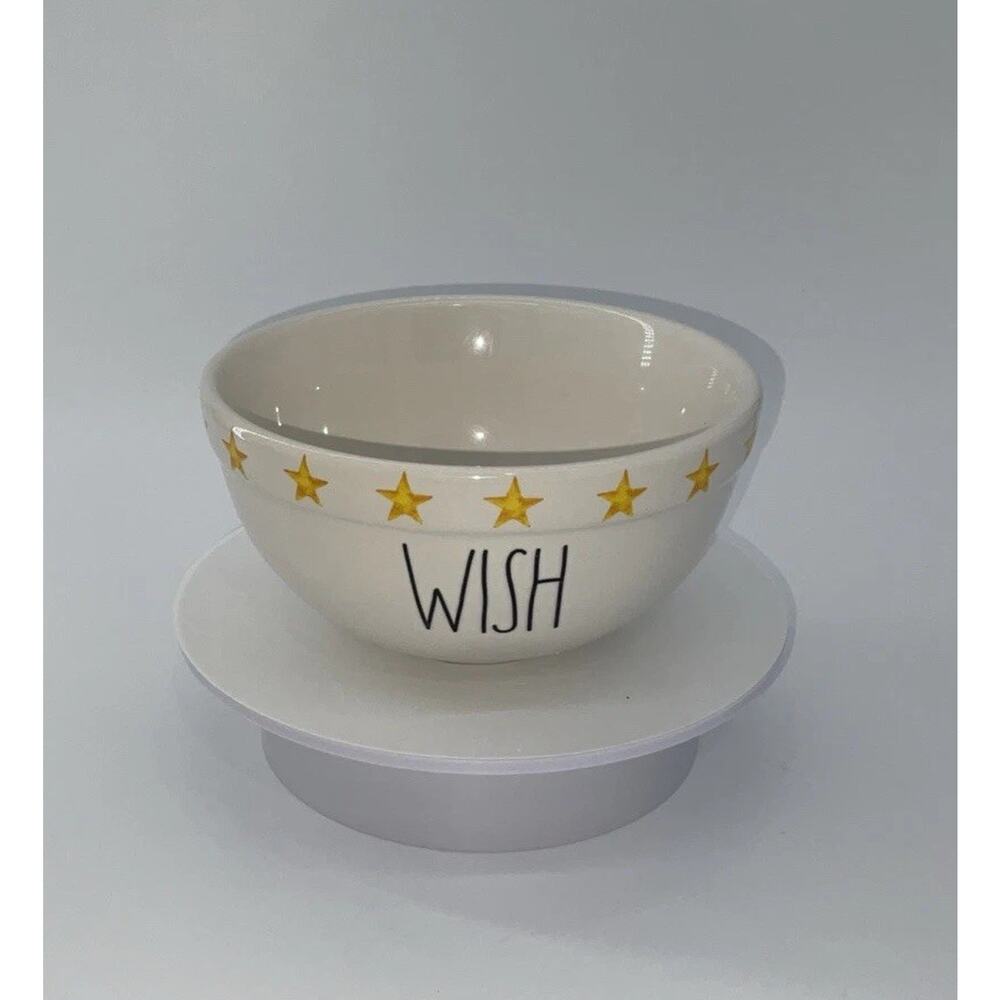 Rae Dunn WISH Bowl Artisan by Magenta white With Stars